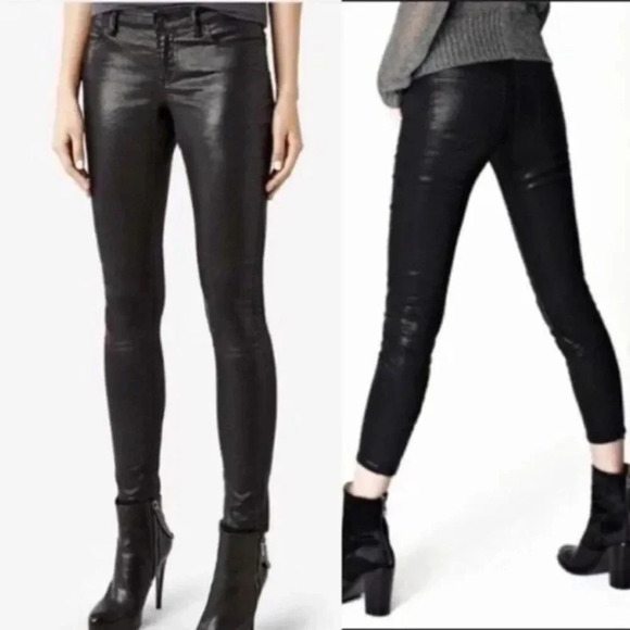 All saints Petrel Brodie Wax Coated Wet Jeans - Picture 1 of 8